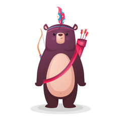 Bear, bear archer. Funny bear isolated on white background