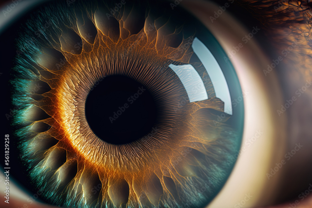 Wall mural image of an eye taken up close. Generative AI