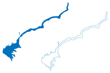 Lake Hanna (Islamic Republic of Pakistan) map vector illustration, scribble sketch Hanna Reservoir map