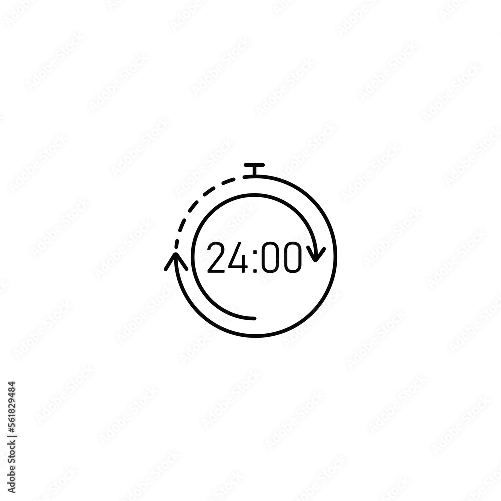 Poster around the clock time and clock line icons. vector linear icon set.