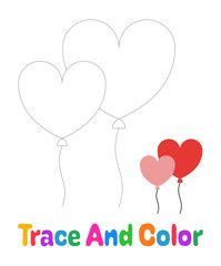 Obraz na płótnie Canvas Balloon tracing worksheet for kids
