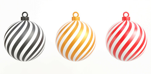 Christmas balls isolated on white background.christmas baubles isolated.Happy New Year and Merry Christmas.Set of Christmas balls.3D Rendering,illustration