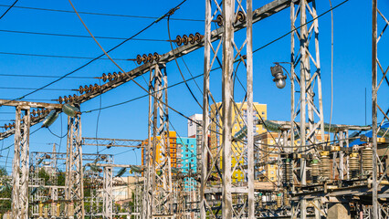 Transformer substation for providing electric energy to settlements. Electrical equipment for...