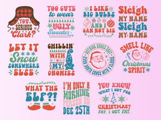 Funny Christmas vector file bundle for Print and Cut.