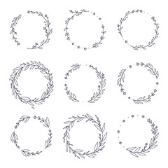 Floral wreath collection, hand drawn