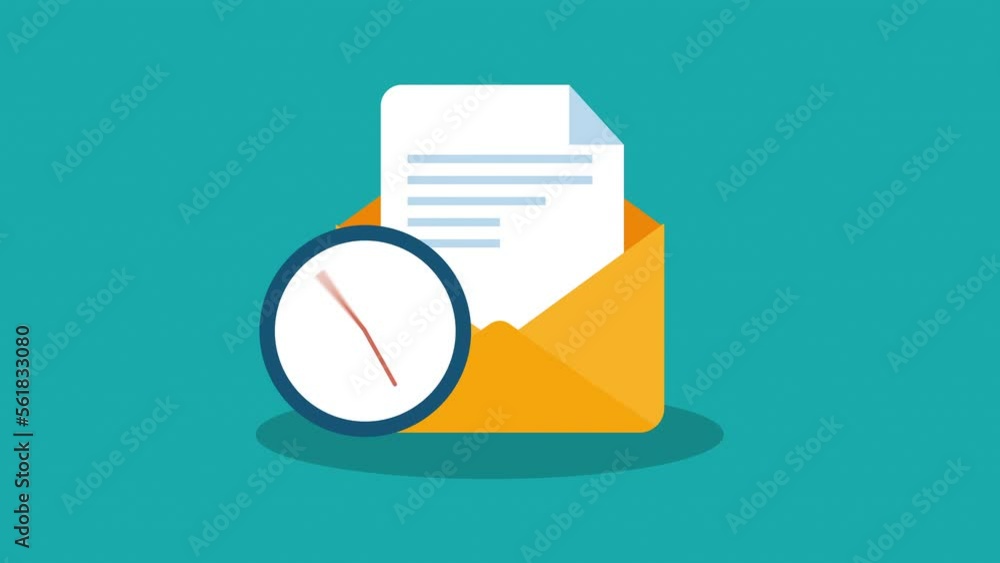 Poster time clock watch with envelope mail motion animation.flat design motion animation.