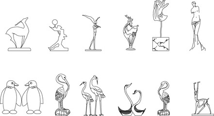 sketch vector illustration abstract ancient sculpture of greek roman animal