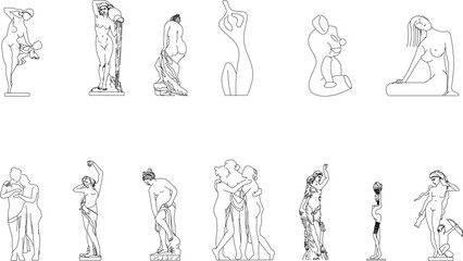 sketch vector illustration of abstract ancient greek roman statue