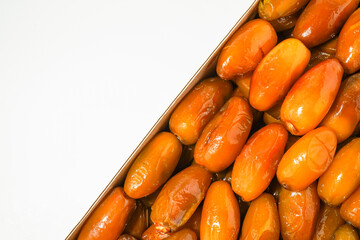 Fresh ripe yellow dates, fresh dates ruthob isolated on white background