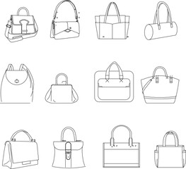 sketch vector illustration of branded expensive career women bag