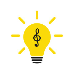 The idea of a creative light bulb with a violin key.