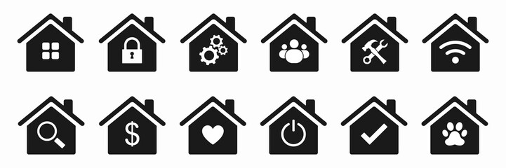 Set of home icons on a white background. Illustration	