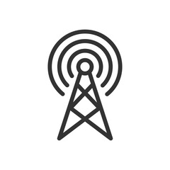 Wifi signal antenna outline vector icon isolated on white background. Wireless tower stock illustration - 561834025