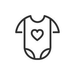 Baby jumpsuit outline vector icon isolated on white background. Newborn wear stock illustration - 561834036