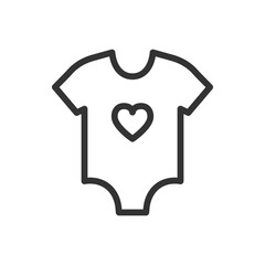 Baby bodysuit outline vector icon isolated on white background. Children wear stock illustration - 561834038