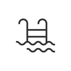 Swimming pool ladder outline vector icon isolated on white background. Stock illustration - 561834050