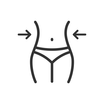 recommend clip art: Woman weight loss outline vector icon isolated on white background. Stock illustration