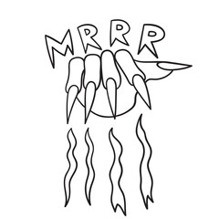 Vector illustration of a scratching hand. Horror art on black background.