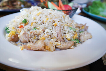 stir fried rice, fried rice with vegetable salad