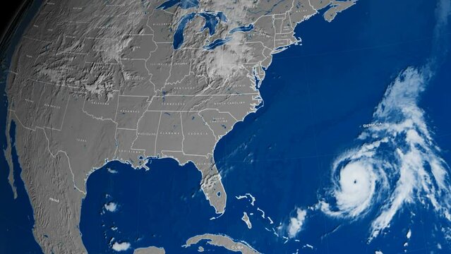 Time lapse animation of hurricane approaching to United States. Elements of this image furnished by NASA