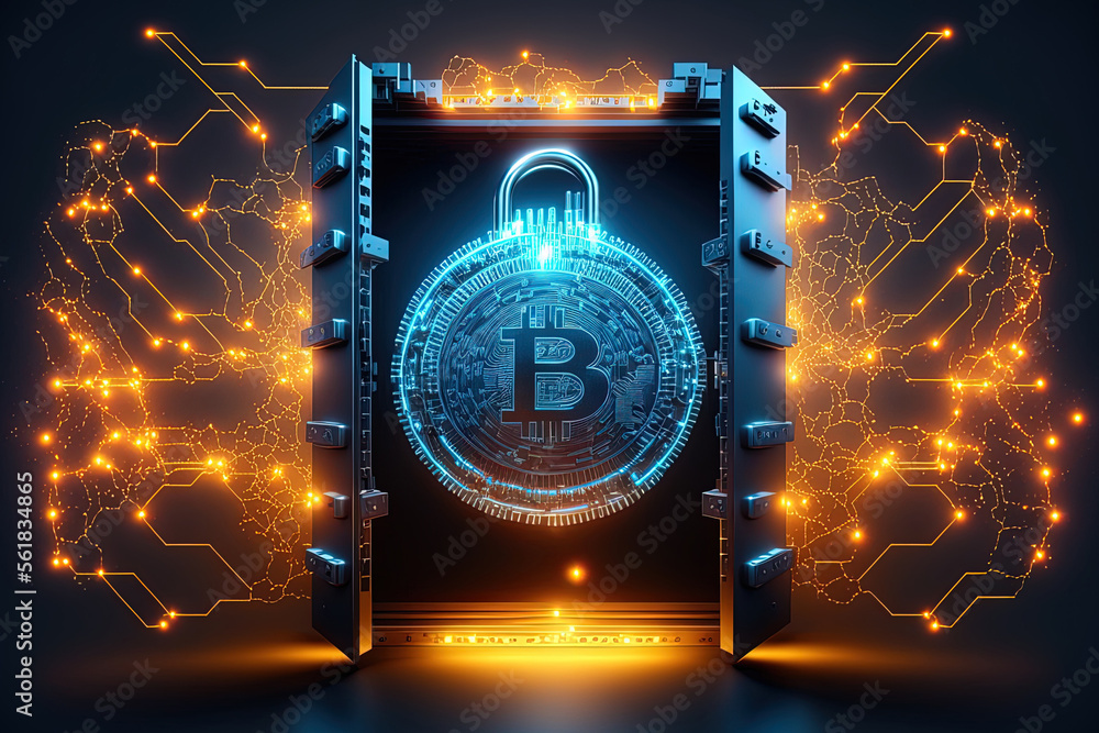 Aufkleber security connections are blocked by bitcoin digital. global network of digital currency and technolo