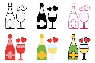 Champagne in flat style isolated