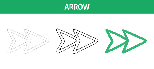 Arrow tracing and coloring worksheet for kids