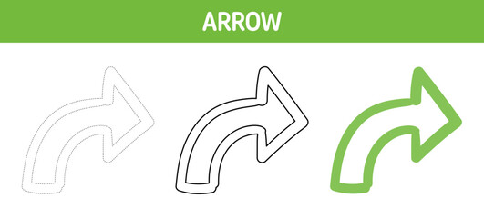 Arrow tracing and coloring worksheet for kids