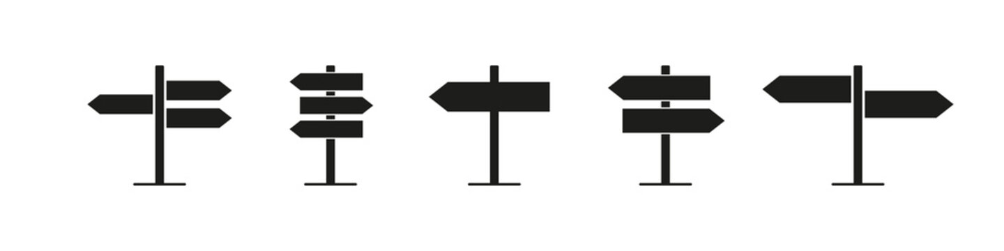 Naklejki Sinpost icon. Signboard vector set. Sign direction. Sign board isolated seet on white background.