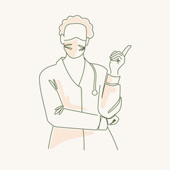 doctor illustration in one line style