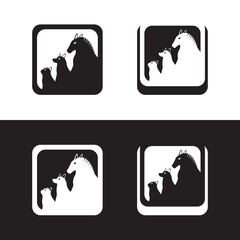 Horse, cat and dog animal logo design .icon logo . silhouette logo 