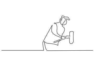 business work man hold hit hammer one person line