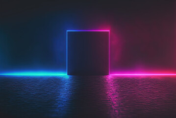 Blue and pink neon lights background. Generative AI.