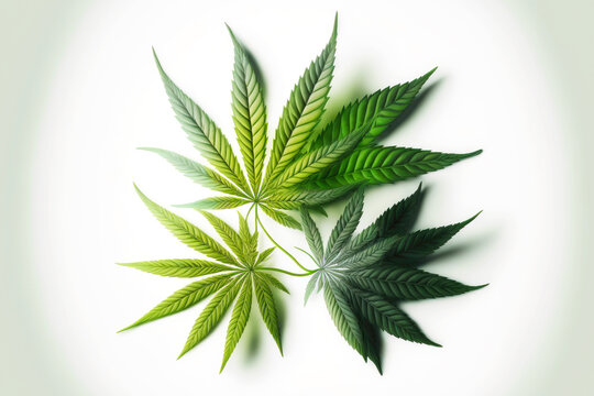 Medical Cannabis Leaves On White Background