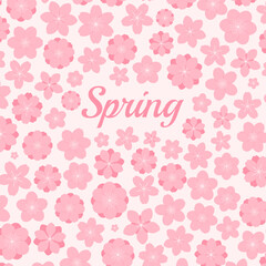 Spring blossoms, blooms, pink flowers background, with copy space. Flat style vector illustration. Abstract geometric design. Concept for seasonal promotion, sale, advertising, poster, banner, card