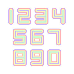Set of numbers with rainbow typography design elements