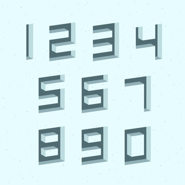 Set of numbers with 3d isometric effect