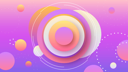Abstract Colorful Gradient Background With Color Geometric Figures. Different Shapes And White Line Vector Design Style