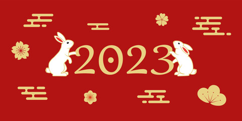 Chinese new year 2023 year of the rabbit, Chinese zodiac symbol.
