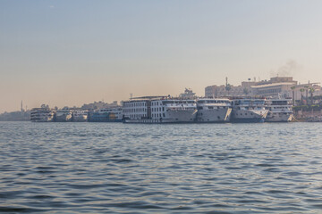Fototapeta premium Cruise ships at the Nile river in Luxor, Egypt