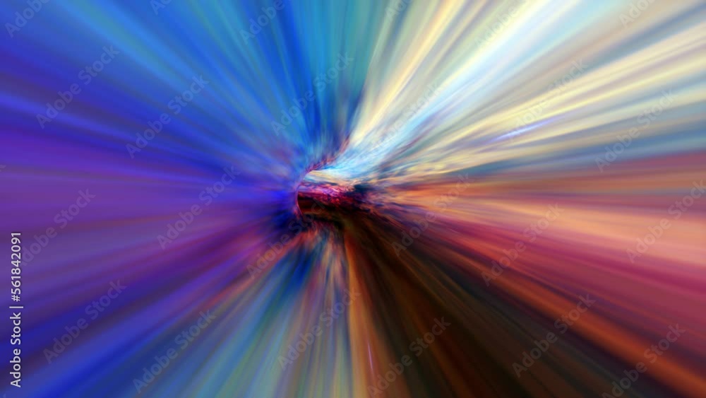 Poster abstract loop orange blue hyperspace warp tunnel wormhole background. space travel through a worm ho