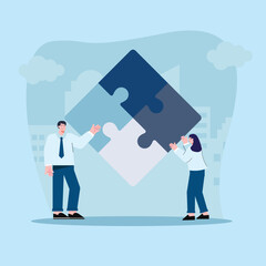 Naklejka premium the concept of illustration of cooperation in the team while working at the office