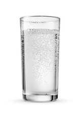 Glass of sparkling water isolated white. - obrazy, fototapety, plakaty
