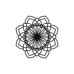 Fototapeta premium Circular flower mandala pattern for Henna, Mehndi, tattoo, decoration. Decorative ornament in ethnic oriental style. Outline doodle hand draw vector