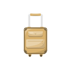 Brown suitcase on isolated background, Vector illustration.