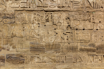 Wall of Medinet Habu (Mortuary temple of Ramesses III) at the Theban Necropolis, Egypt