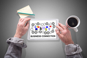 Business connection concept on a tablet