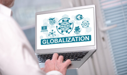 Globalization concept on a laptop screen