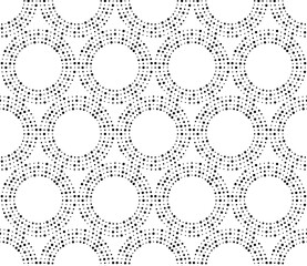 Vector seamless texture. Modern geometric background. Grid with circles from dots.