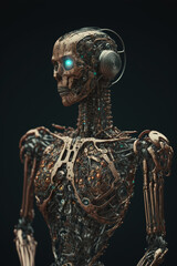 Generative AI fantasy sci-fi cyborg woman. Female robot in technology fantasy suit.